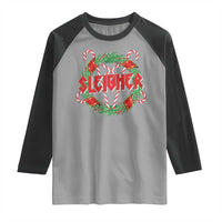 Funny Christmas Heavy Metal Raglan Shirt Sleigher Xmas Pentagram Candy Cane - Wonder Print Shop