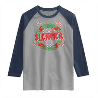 Funny Christmas Heavy Metal Raglan Shirt Sleigher Xmas Pentagram Candy Cane - Wonder Print Shop