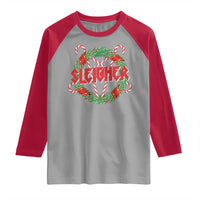 Funny Christmas Heavy Metal Raglan Shirt Sleigher Xmas Pentagram Candy Cane - Wonder Print Shop