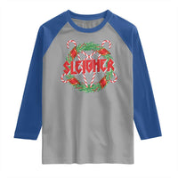 Funny Christmas Heavy Metal Raglan Shirt Sleigher Xmas Pentagram Candy Cane - Wonder Print Shop