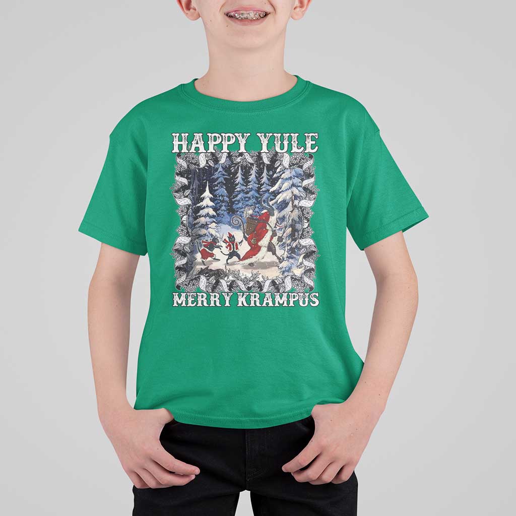 Happy Yule Merry Krampus T Shirt For Kid Vintage Krampus Black Cat - Wonder Print Shop