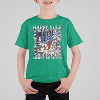 Happy Yule Merry Krampus T Shirt For Kid Vintage Krampus Black Cat - Wonder Print Shop