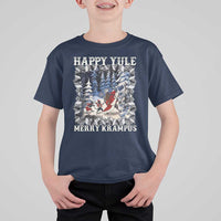 Happy Yule Merry Krampus T Shirt For Kid Vintage Krampus Black Cat - Wonder Print Shop