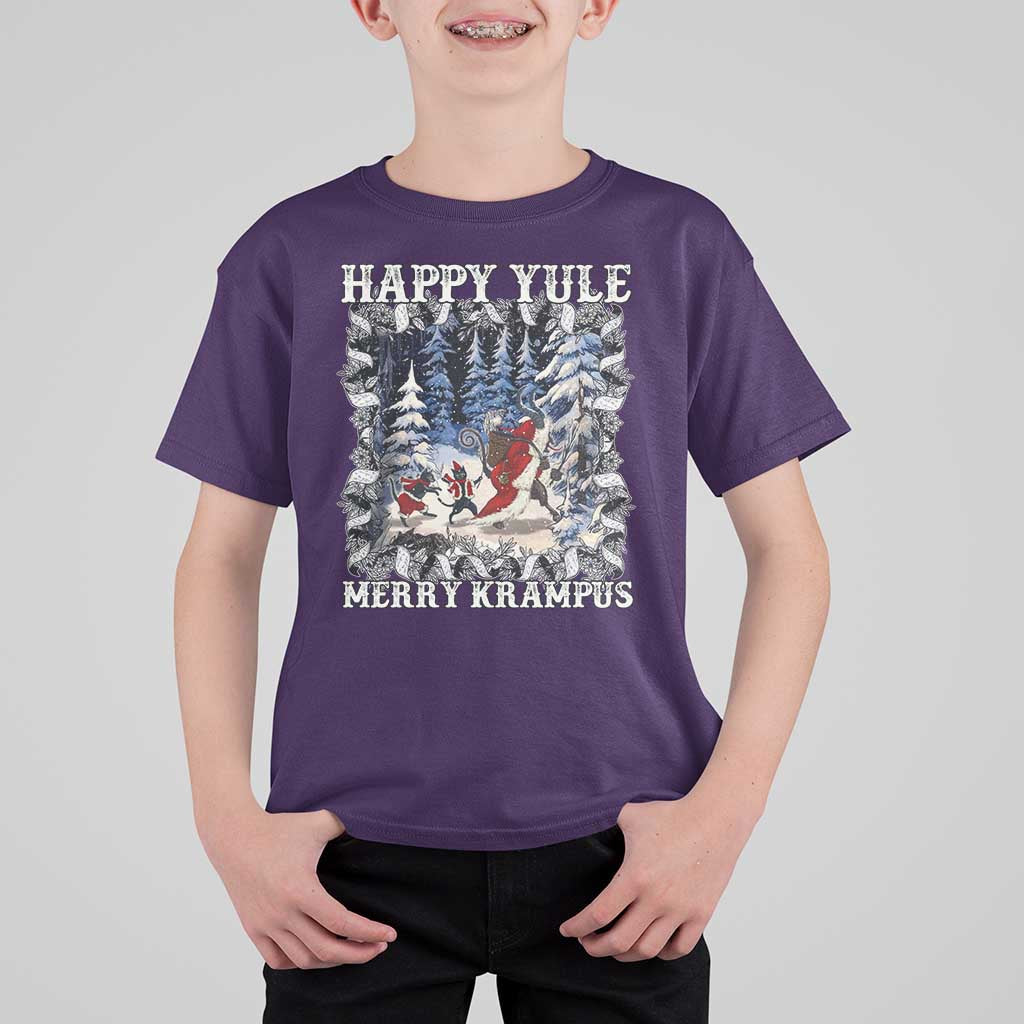 Happy Yule Merry Krampus T Shirt For Kid Vintage Krampus Black Cat - Wonder Print Shop