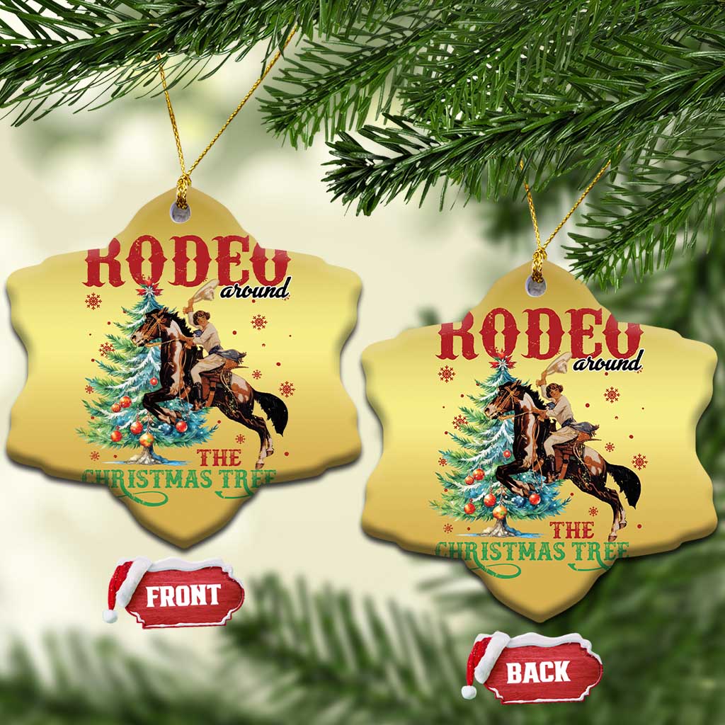 Western Xmas Christmas Ornament Rodeo Around The Christmas Tree Cowgirl - Wonder Print Shop