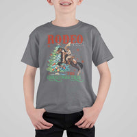 Western Christmas T Shirt For Kid Rodeo Around The Christmas Tree Cowgirl - Wonder Print Shop