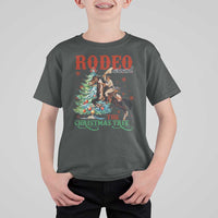 Western Christmas T Shirt For Kid Rodeo Around The Christmas Tree Cowgirl - Wonder Print Shop