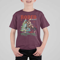 Western Christmas T Shirt For Kid Rodeo Around The Christmas Tree Cowgirl - Wonder Print Shop