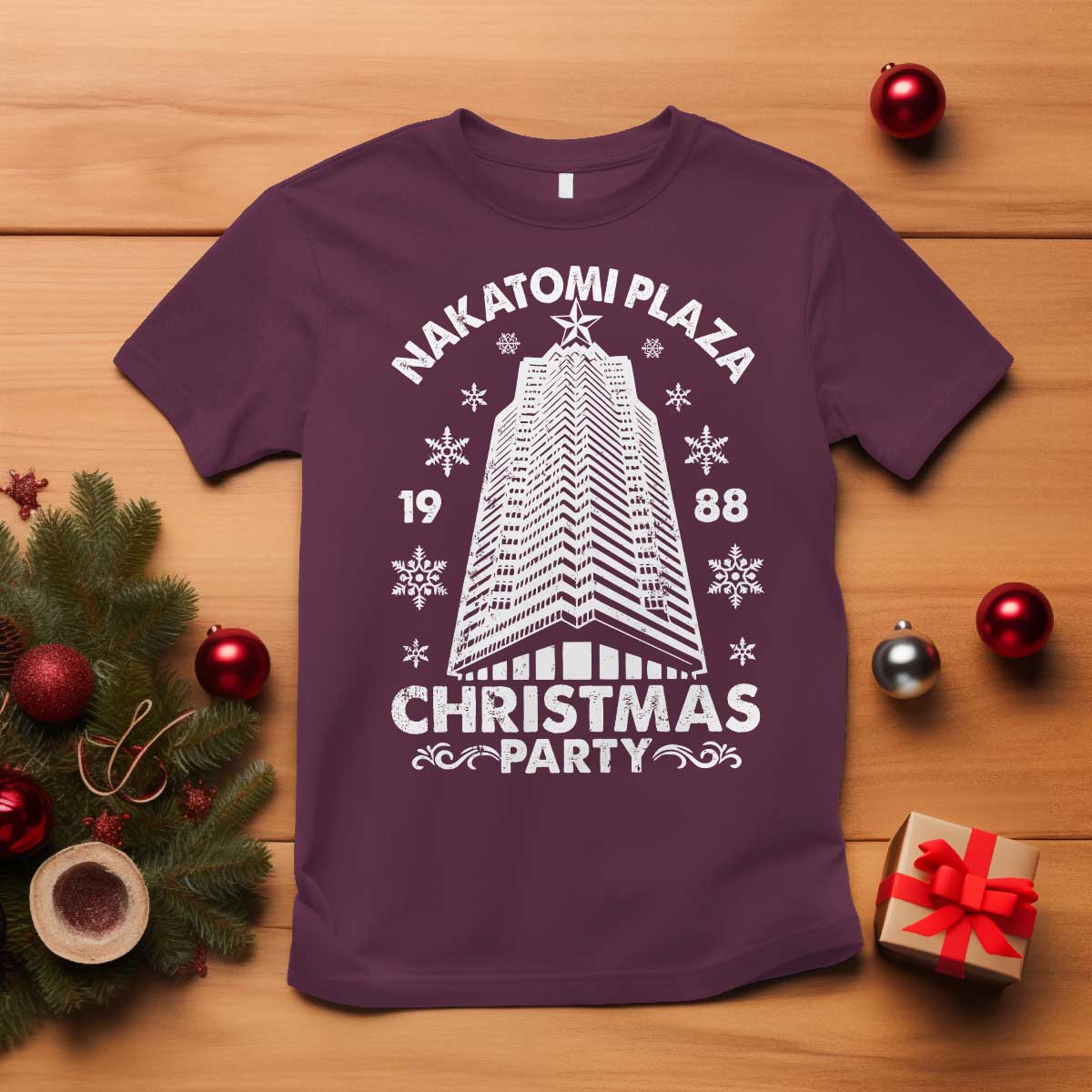 Nakatomi Plaza T Shirt Christmas Party 1988 Vintage Snowflake - Wonder Print Shop