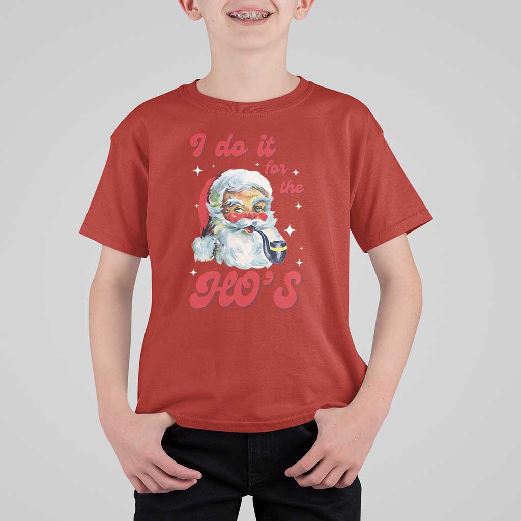Funny I Do It For The Ho's T Shirt For Kid Christmas Black Naughty Santa - Wonder Print Shop