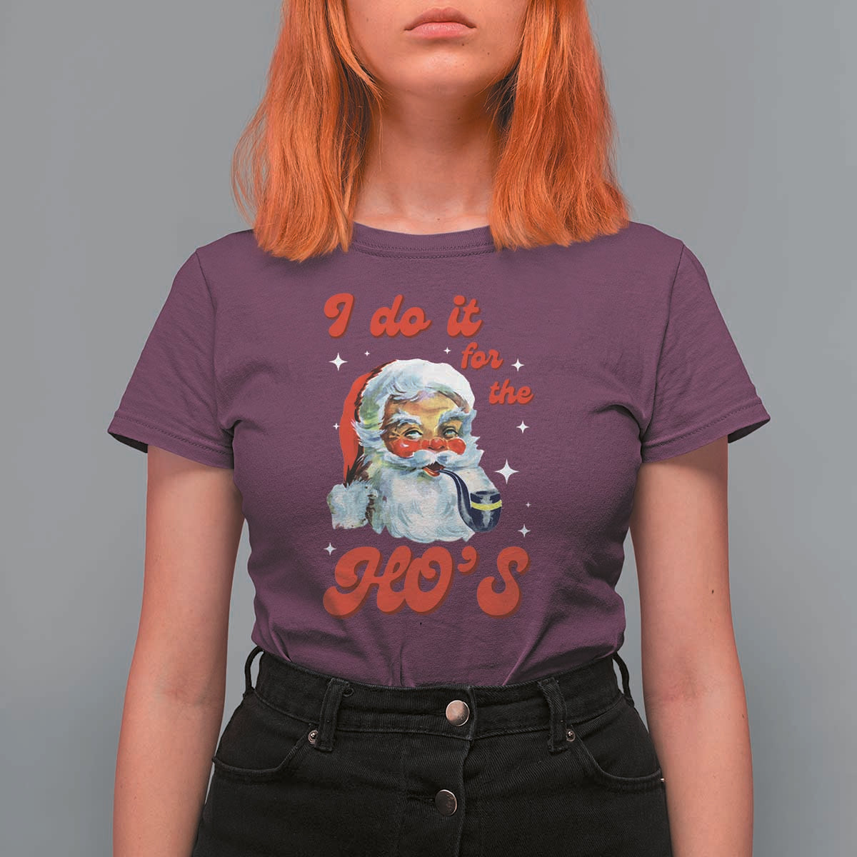 Funny I Do It For The Ho's T Shirt For Women Christmas Black Naughty Santa - Wonder Print Shop