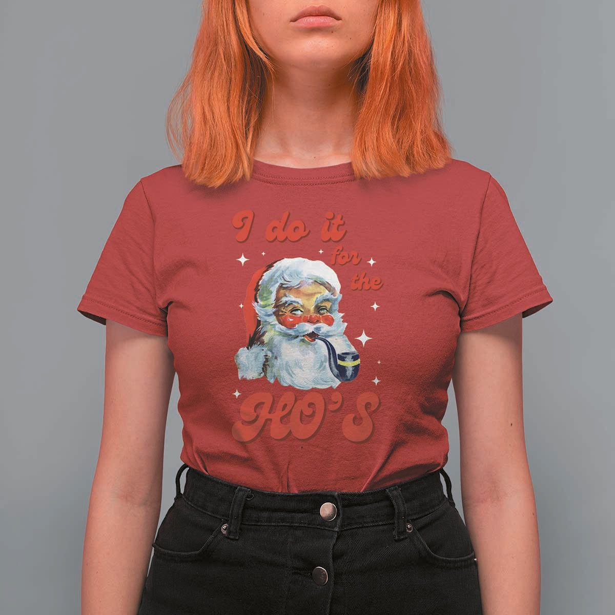 Funny I Do It For The Ho's T Shirt For Women Christmas Black Naughty Santa - Wonder Print Shop