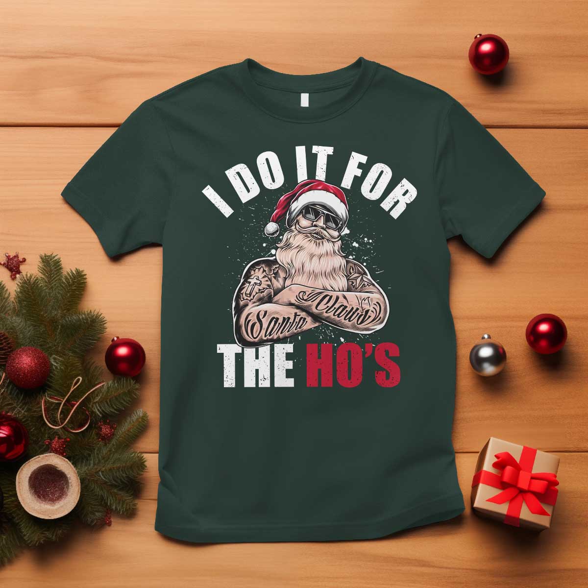Funny Christmas Santa T Shirt I Do It For The Ho's - Wonder Print Shop