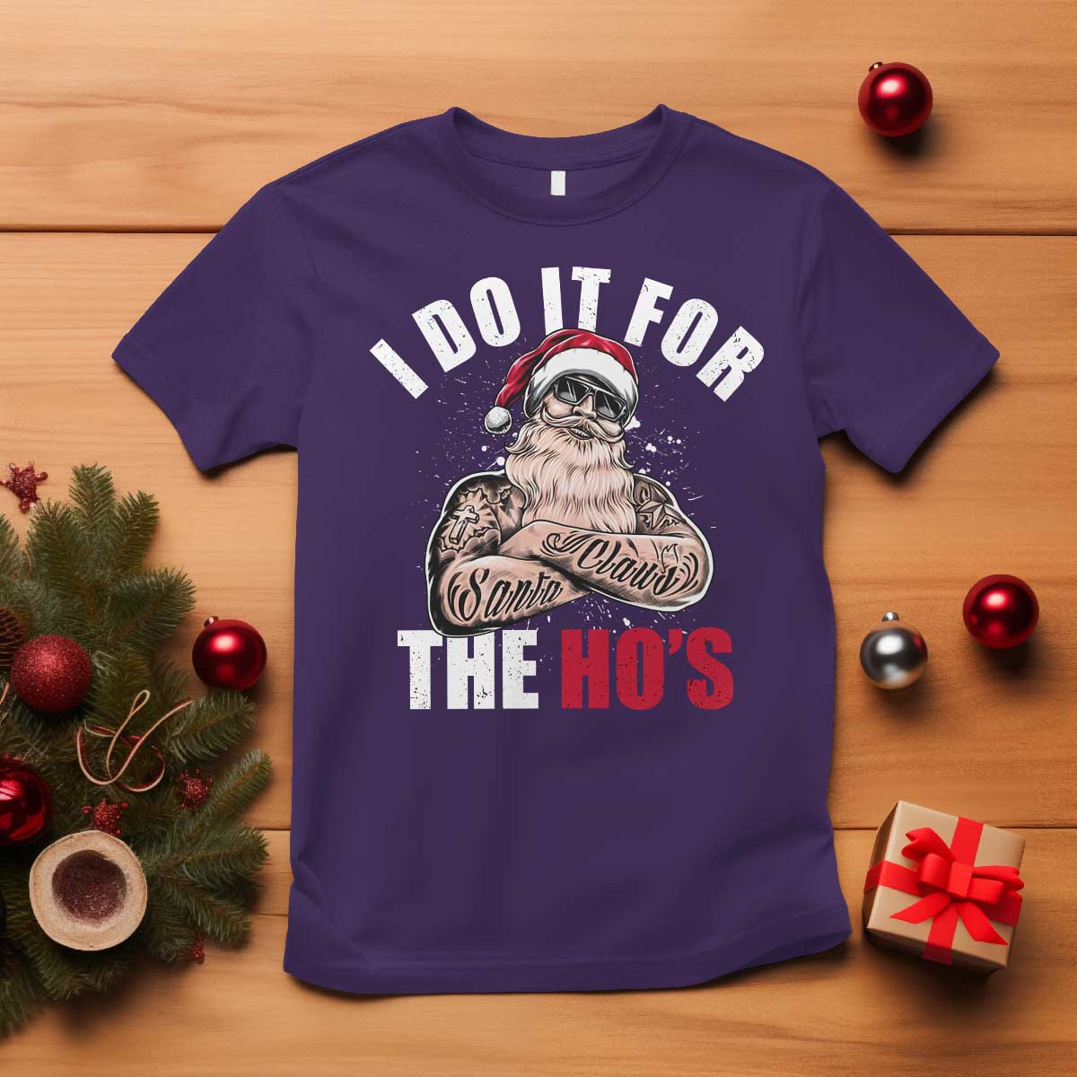 Funny Christmas Santa T Shirt I Do It For The Ho's - Wonder Print Shop