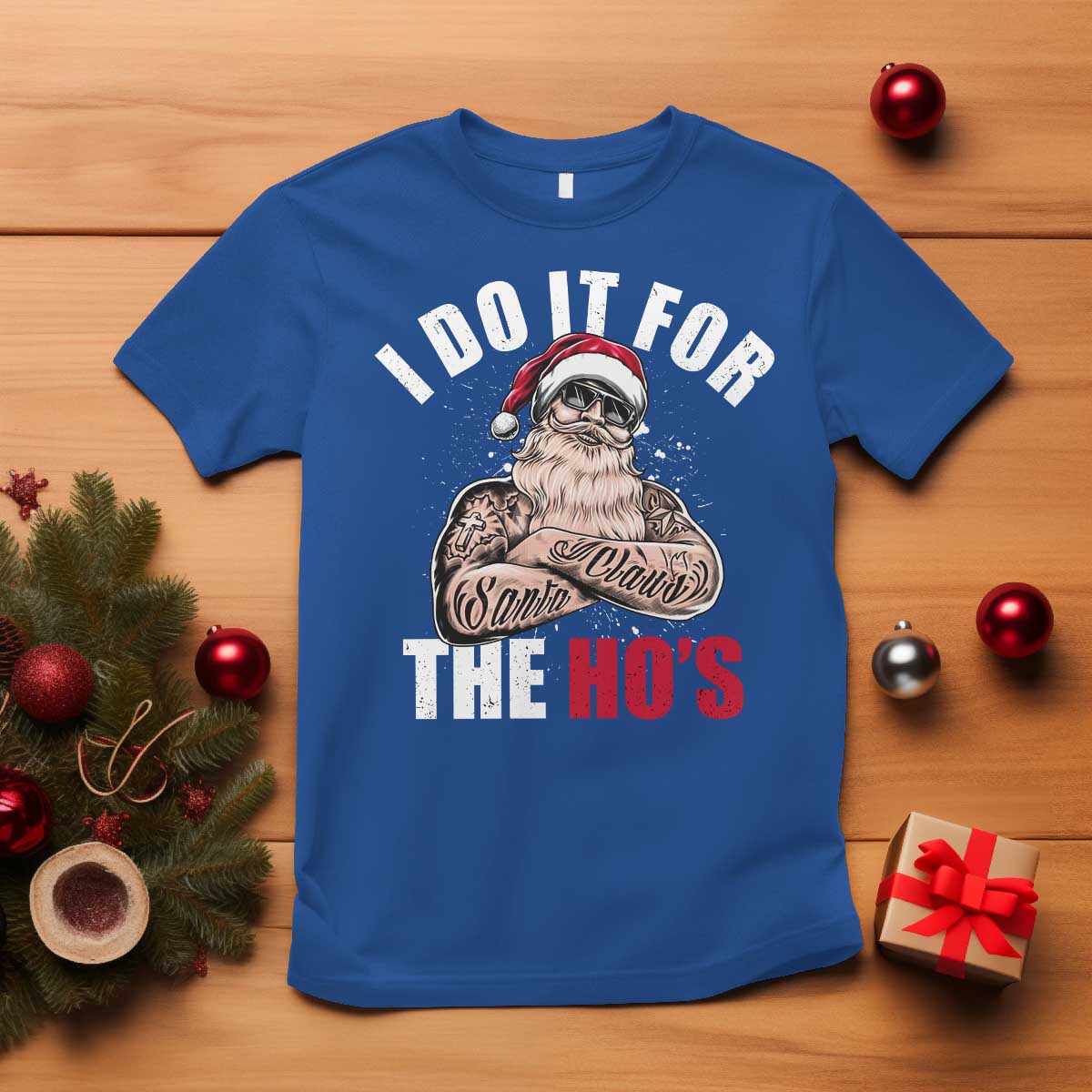 Funny Christmas Santa T Shirt I Do It For The Ho's - Wonder Print Shop
