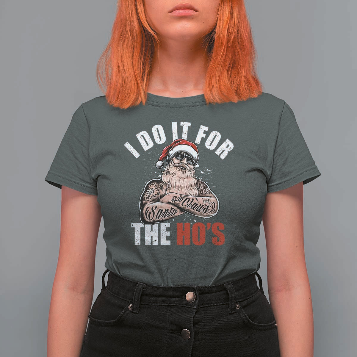 Funny Christmas Santa T Shirt For Women I Do It For The Ho's - Wonder Print Shop