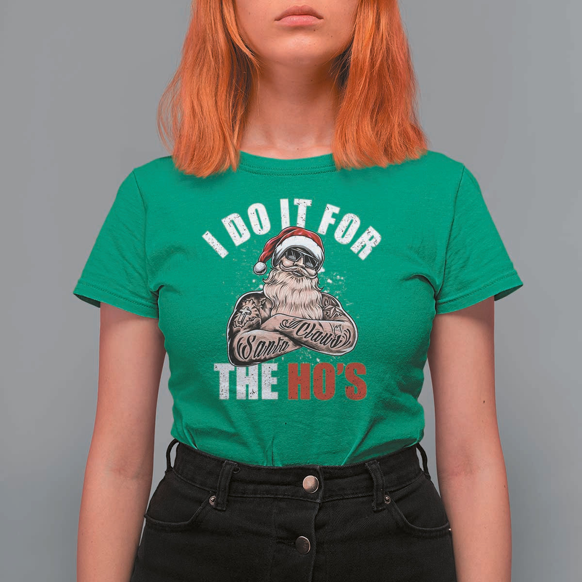 Funny Christmas Santa T Shirt For Women I Do It For The Ho's - Wonder Print Shop