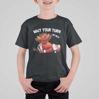 Funny ThanksMas T Shirt For Kid Wait Your Turn Fat Boy Turkey Santa - Wonder Print Shop
