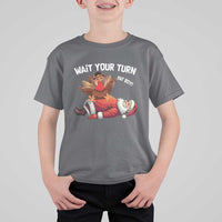 Funny ThanksMas T Shirt For Kid Wait Your Turn Fat Boy Turkey Santa - Wonder Print Shop