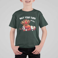 Funny ThanksMas T Shirt For Kid Wait Your Turn Fat Boy Turkey Santa - Wonder Print Shop