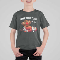 Funny ThanksMas T Shirt For Kid Wait Your Turn Fat Boy Turkey Santa - Wonder Print Shop
