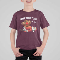 Funny ThanksMas T Shirt For Kid Wait Your Turn Fat Boy Turkey Santa - Wonder Print Shop