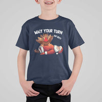 Funny ThanksMas T Shirt For Kid Wait Your Turn Fat Boy Turkey Santa - Wonder Print Shop