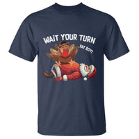 Funny ThanksMas T Shirt Wait Your Turn Fat Boy Turkey Santa - Wonder Print Shop