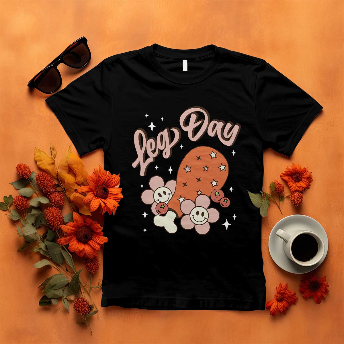 Funny Retro Thanksgiving T Shirt Leg Day Fall Season Family Matching - Wonder Print Shop