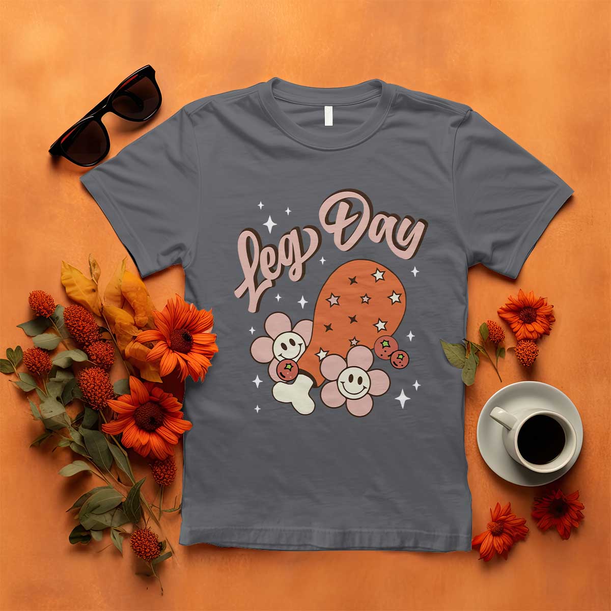 Funny Retro Thanksgiving T Shirt Leg Day Fall Season Family Matching - Wonder Print Shop