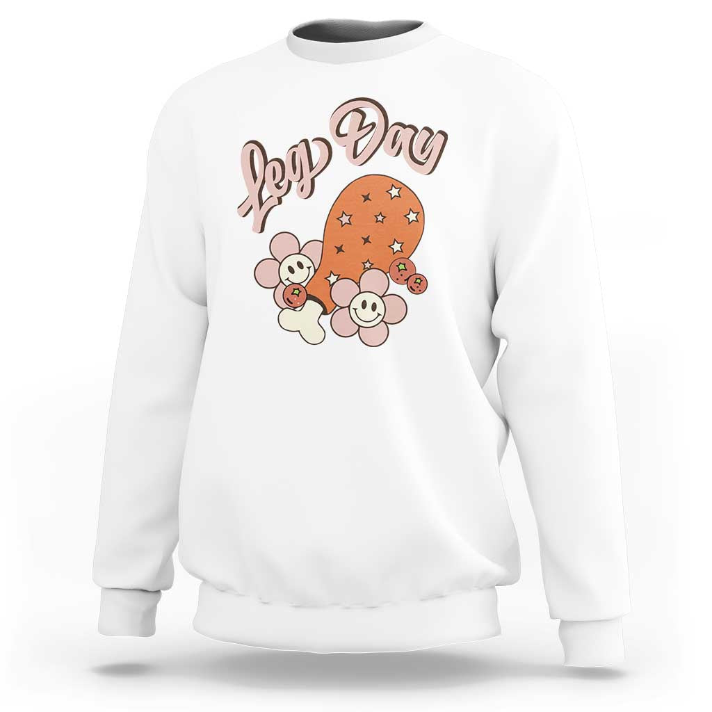 Funny Retro Thanksgiving Sweatshirt Leg Day Fall Season Family Matching - Wonder Print Shop