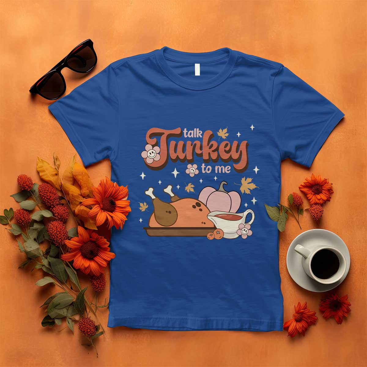 Funny Retro Thanksgiving T Shirt Talk Turkey To Me Fall Season Family Matching - Wonder Print Shop