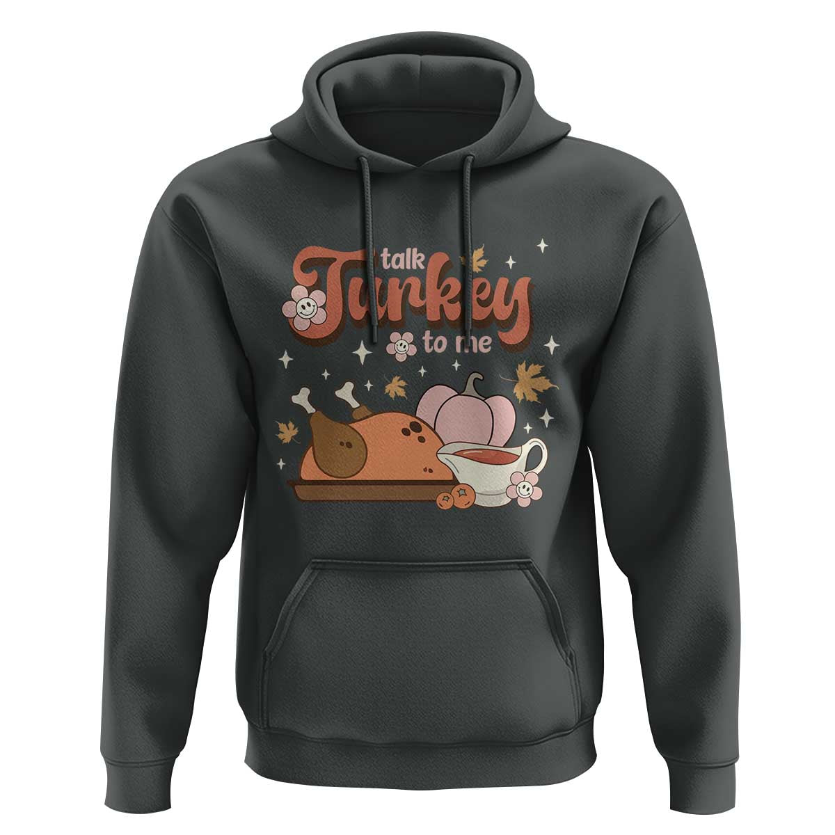 Funny Retro Thanksgiving Hoodie Talk Turkey To Me Fall Season Family Matching