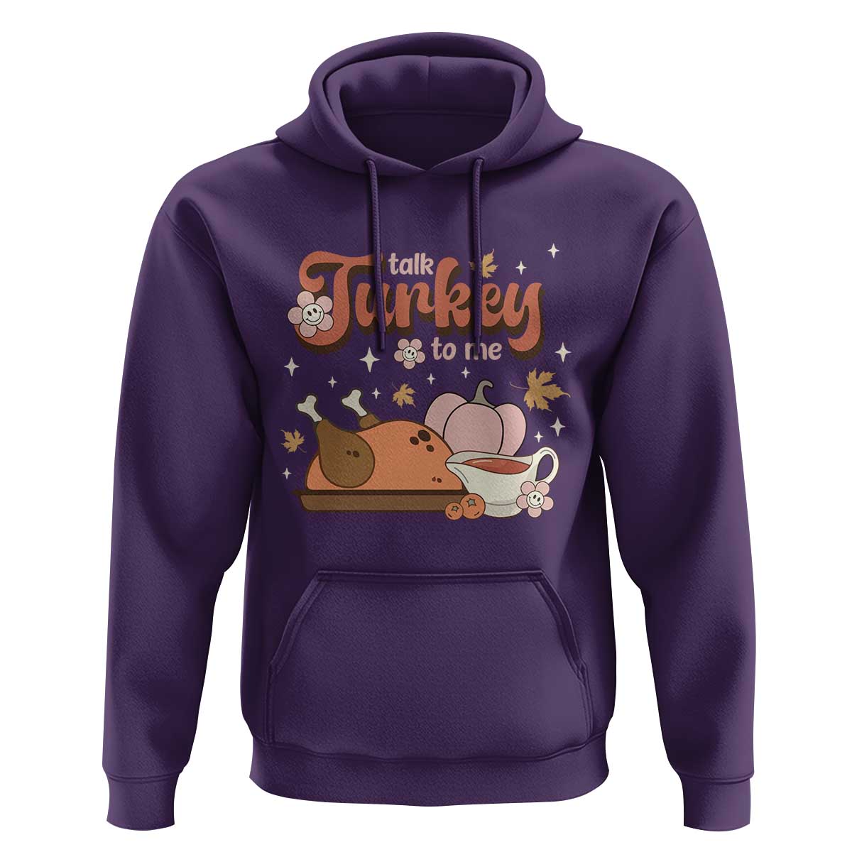 Funny Retro Thanksgiving Hoodie Talk Turkey To Me Fall Season Family Matching