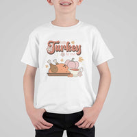 Funny Retro Thanksgiving T Shirt For Kid Talk Turkey To Me Fall Season Family Matching - Wonder Print Shop