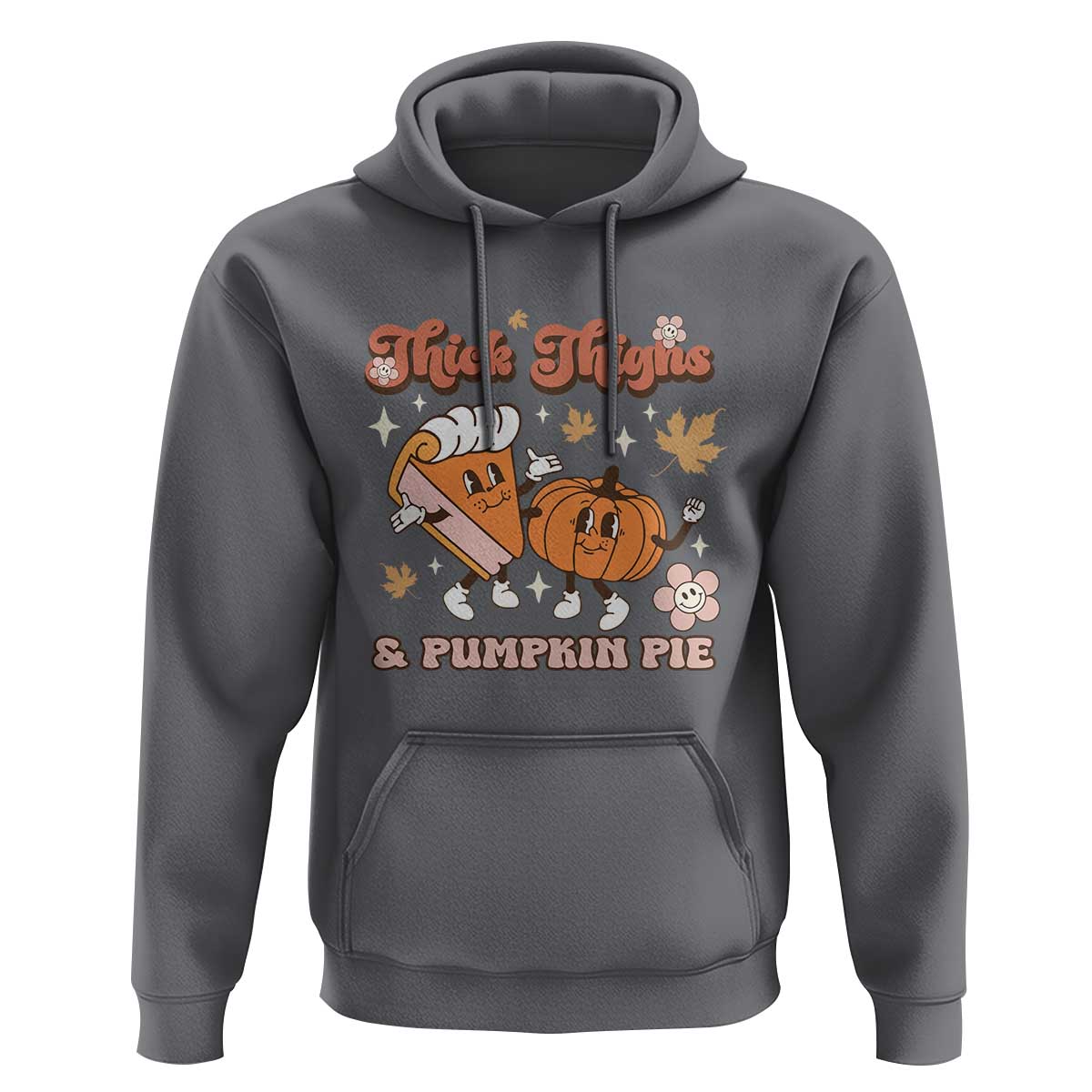 Funny Retro Thanksgiving Hoodie Thick Thighs And Pumpkin Pie Fall Season Family Matching