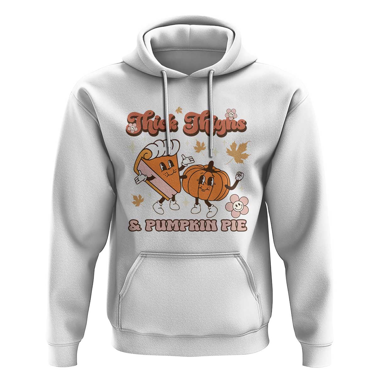 Funny Retro Thanksgiving Hoodie Thick Thighs And Pumpkin Pie Fall Season Family Matching