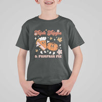Funny Retro Thanksgiving T Shirt For Kid Thick Thighs And Pumpkin Pie Fall Season Family Matching - Wonder Print Shop
