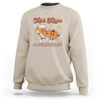 Funny Retro Thanksgiving Sweatshirt Thick Thighs And Pumpkin Pie Fall Season Family Matching - Wonder Print Shop