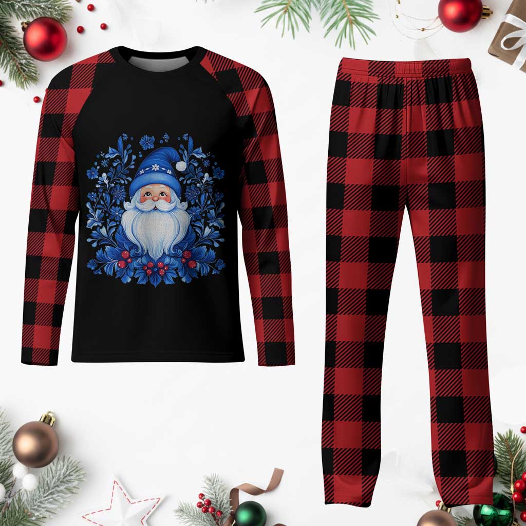 Norwegian Xmas Scandinavian Yule Santa Folk Art Winter Solstice Plaid Pajama Set - Wonder Print Shop