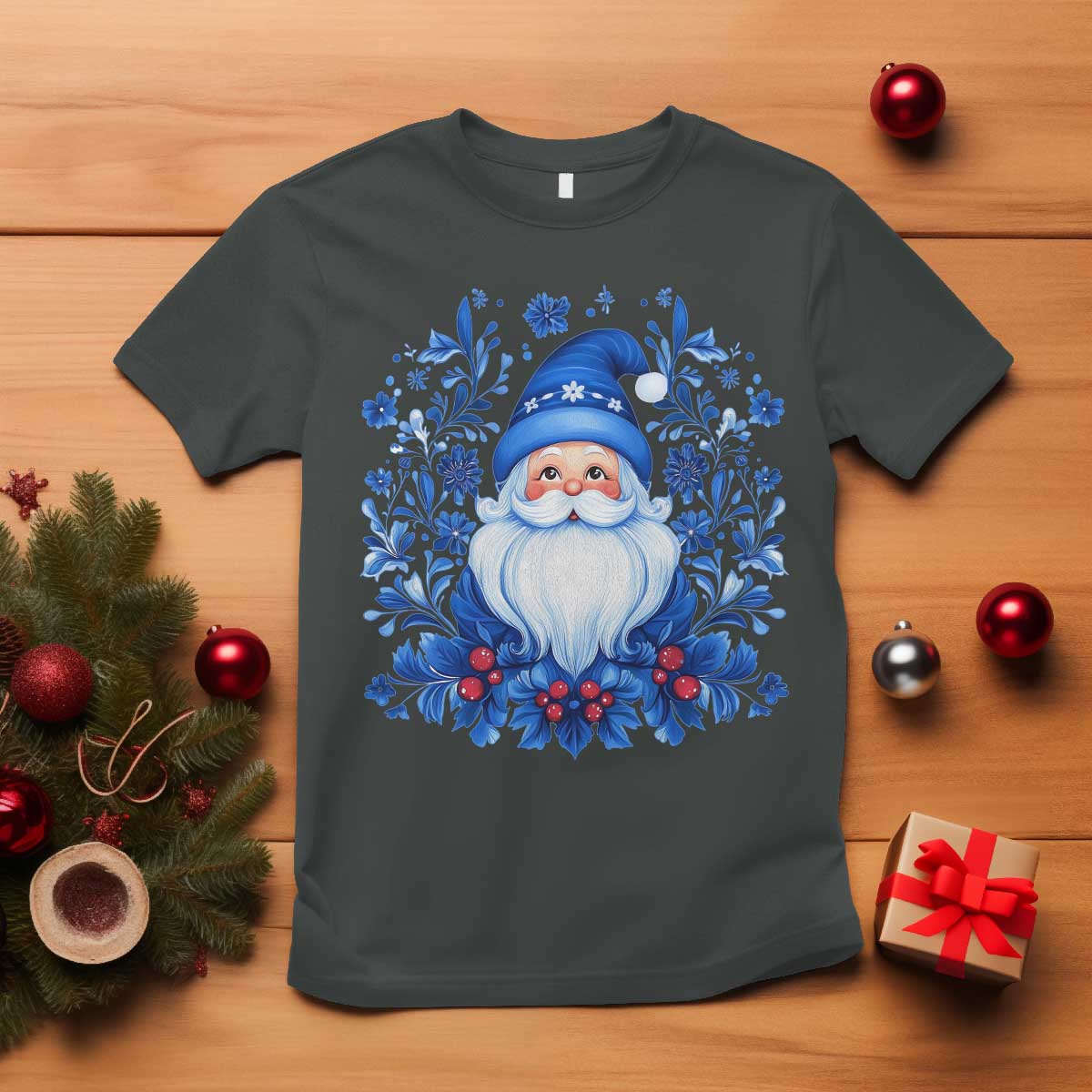 Norwegian Christmas Scandinavian Yule Santa Folk Art Winter Solstice T Shirt - Wonder Print Shop