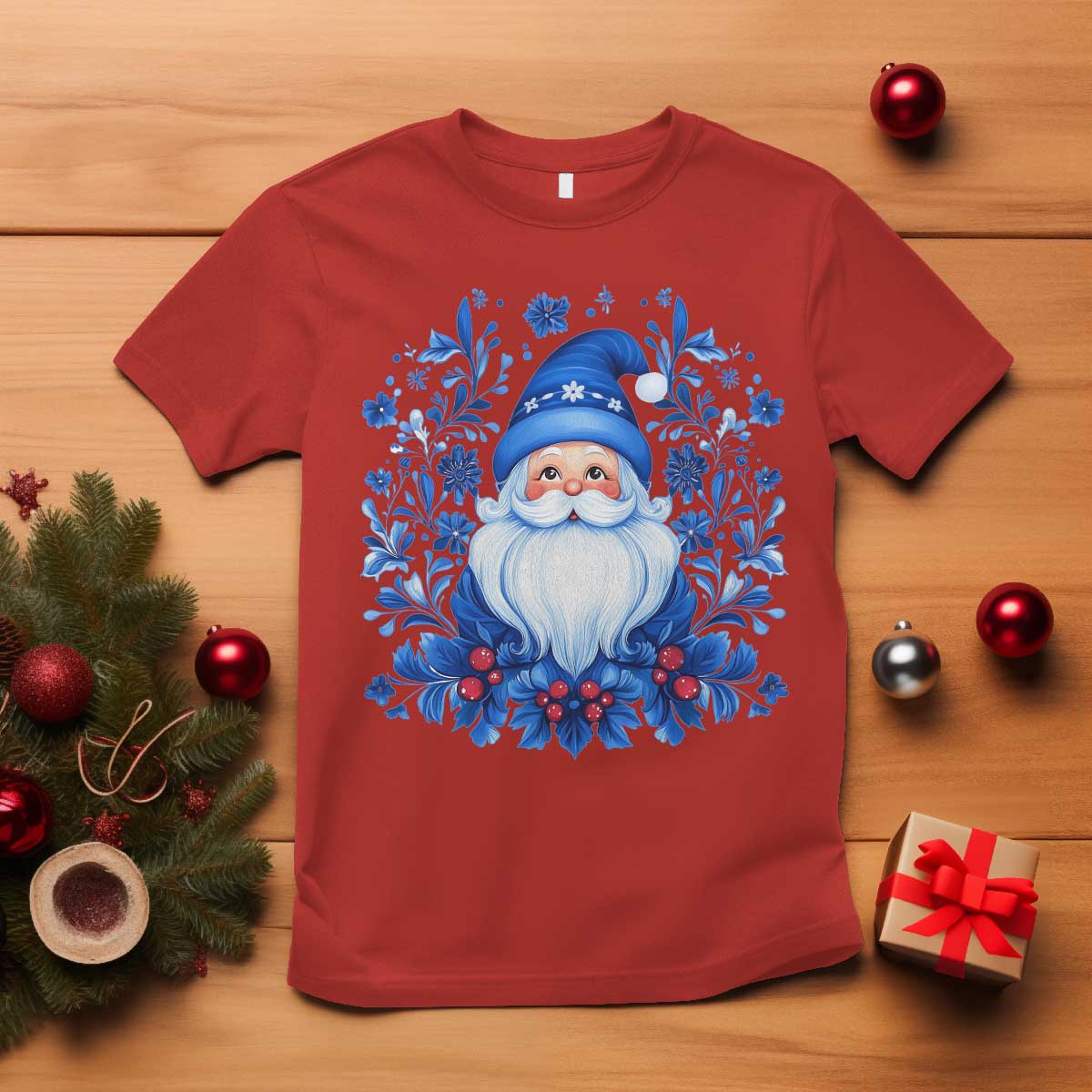 Norwegian Christmas Scandinavian Yule Santa Folk Art Winter Solstice T Shirt - Wonder Print Shop