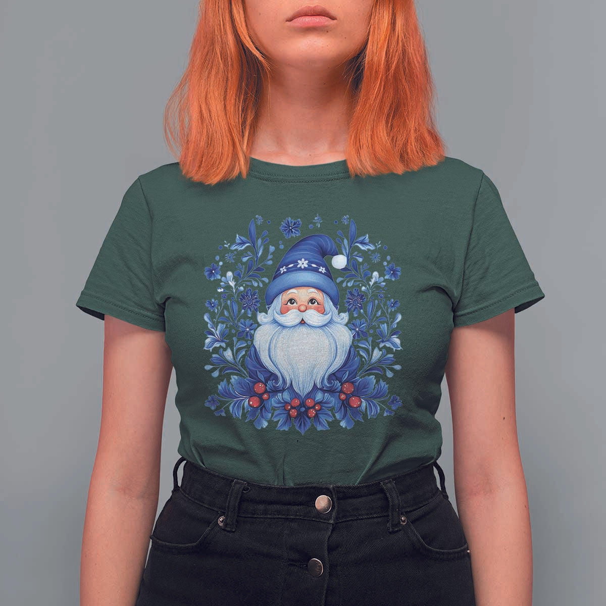 Norwegian Christmas Scandinavian Yule Santa Folk Art Winter Solstice T Shirt For Women - Wonder Print Shop