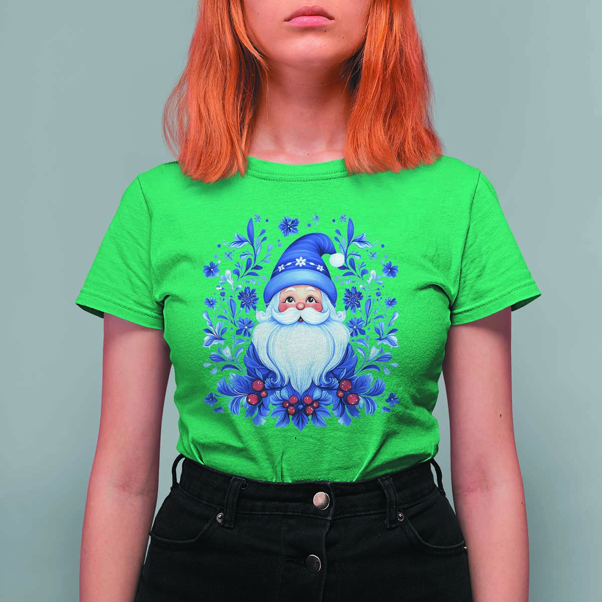 Norwegian Christmas Scandinavian Yule Santa Folk Art Winter Solstice T Shirt For Women - Wonder Print Shop