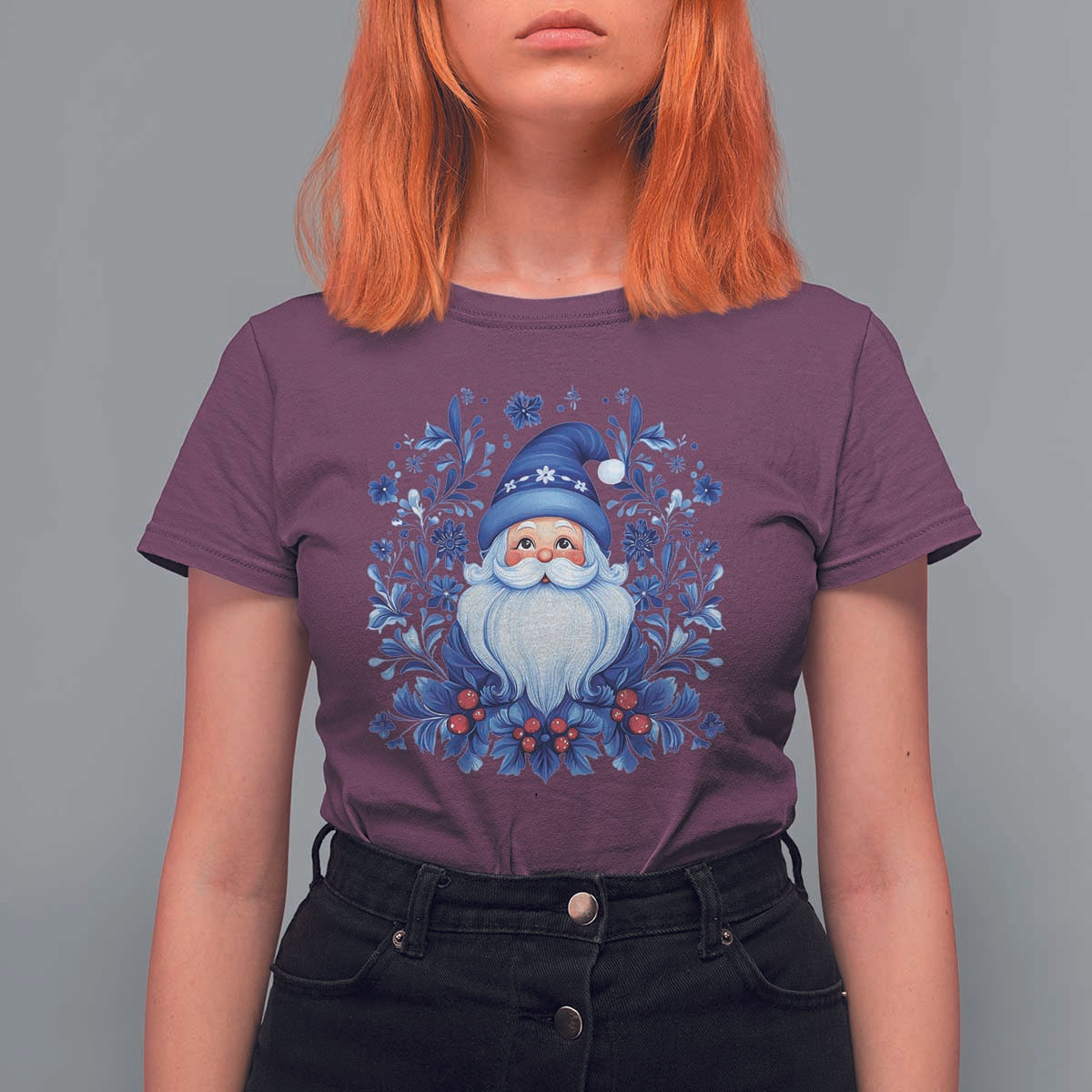 Norwegian Christmas Scandinavian Yule Santa Folk Art Winter Solstice T Shirt For Women - Wonder Print Shop