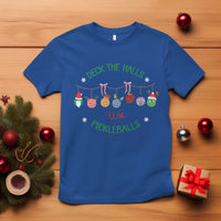 Funny Christmas Pickleball T Shirt Deck The Halls With Pickleballs Santa Hat - Wonder Print Shop