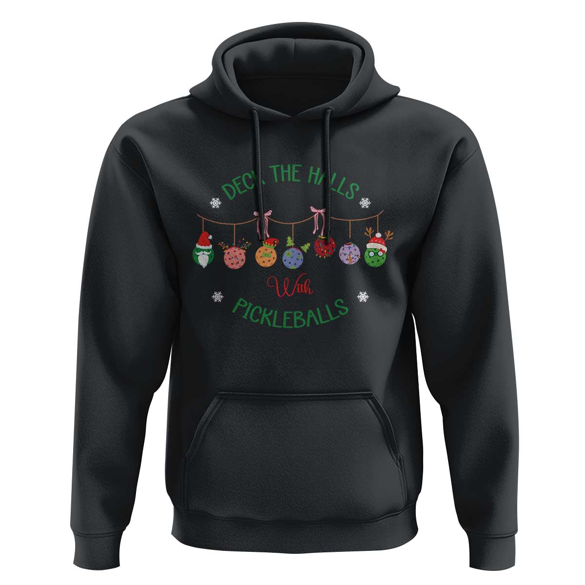Funny Christmas Pickleball Hoodie Deck The Halls With Pickleballs Santa Hat