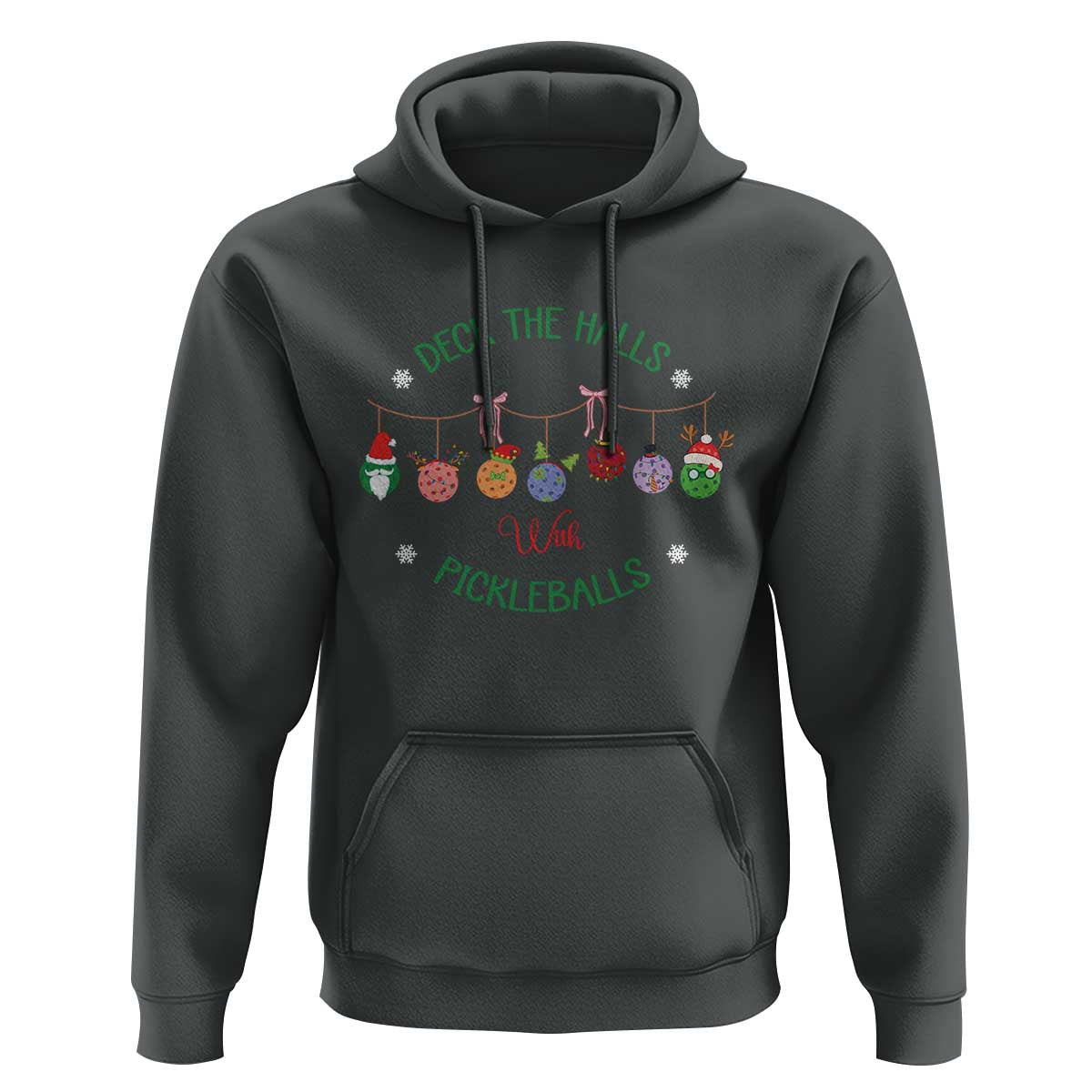 Funny Christmas Pickleball Hoodie Deck The Halls With Pickleballs Santa Hat