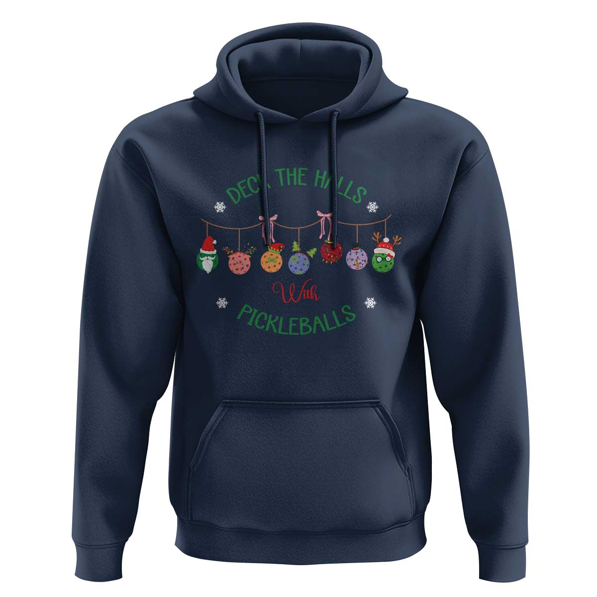 Funny Christmas Pickleball Hoodie Deck The Halls With Pickleballs Santa Hat