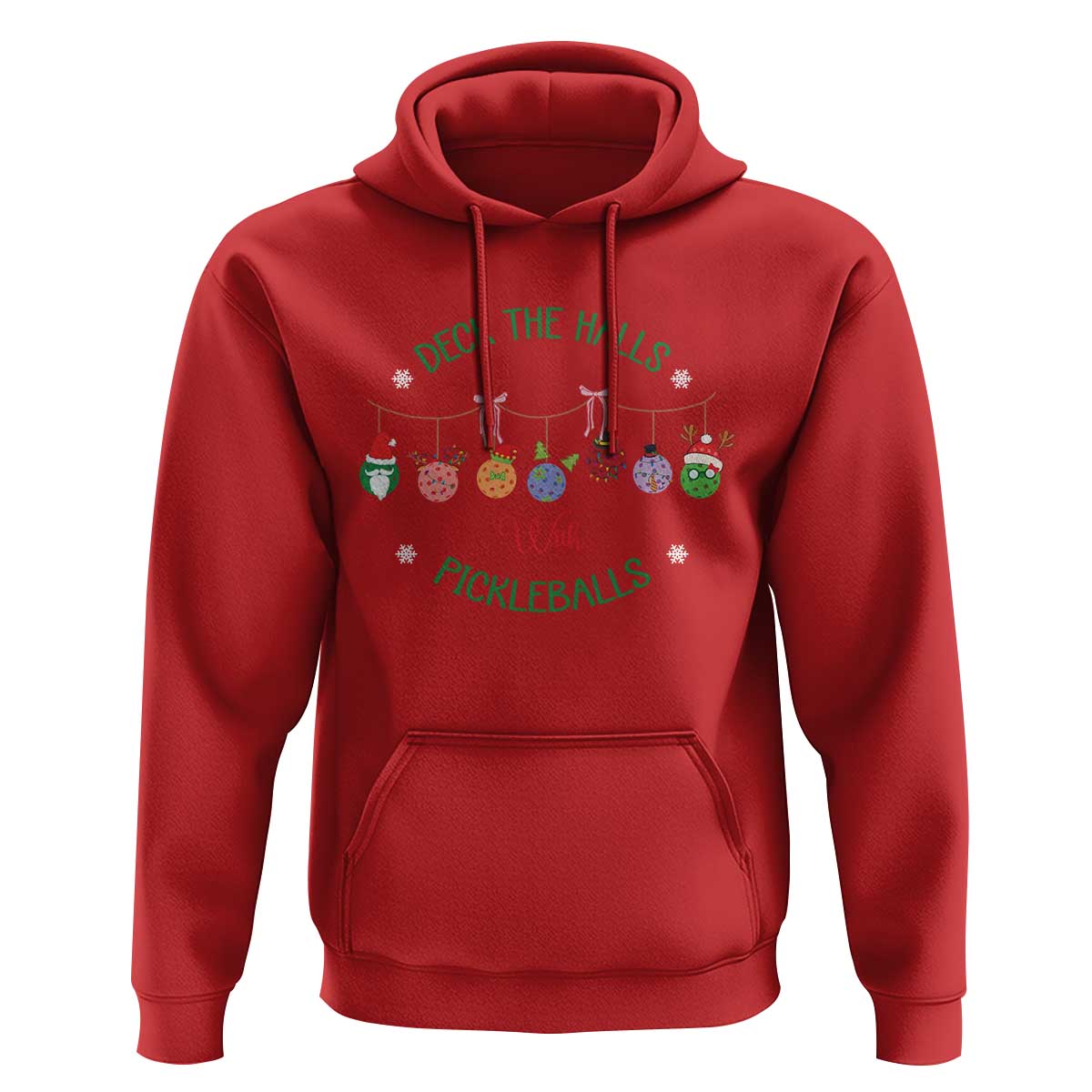 Funny Christmas Pickleball Hoodie Deck The Halls With Pickleballs Santa Hat